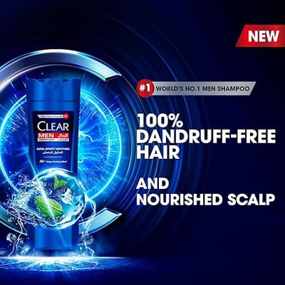 CLEAR Shampoo for men, anti-dandruff shampoo, Cool Sport Menthol, 100% Dandruff-free hair^ & Nourished Scalp, 350 ml_img_3