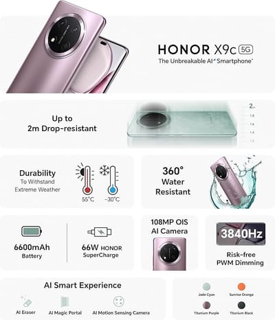 HONOR X9c 5G 12GB RAM 256GB Dual SIM Titanium Purple With Free Gifts - UAE Version_img_5